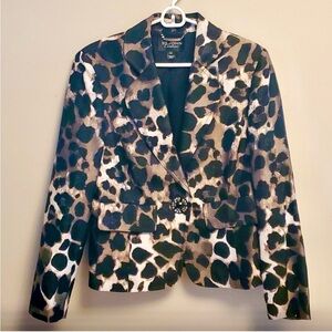 St. John Animal Print Blazer - Black and Brown and Cream